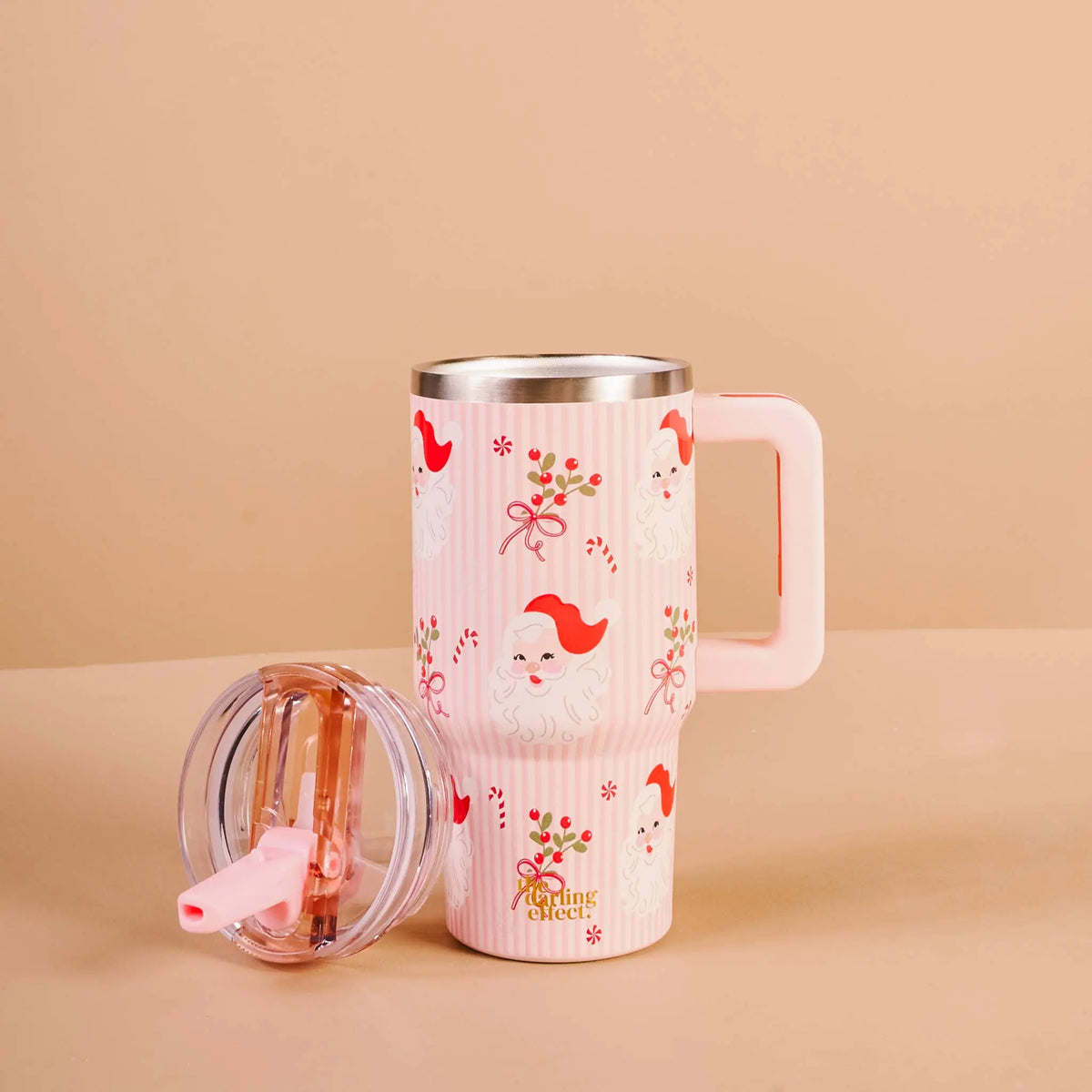 20 oz Lifestyle Flip Straw Tumbler-Holly Jolly Santa The Darling Effect