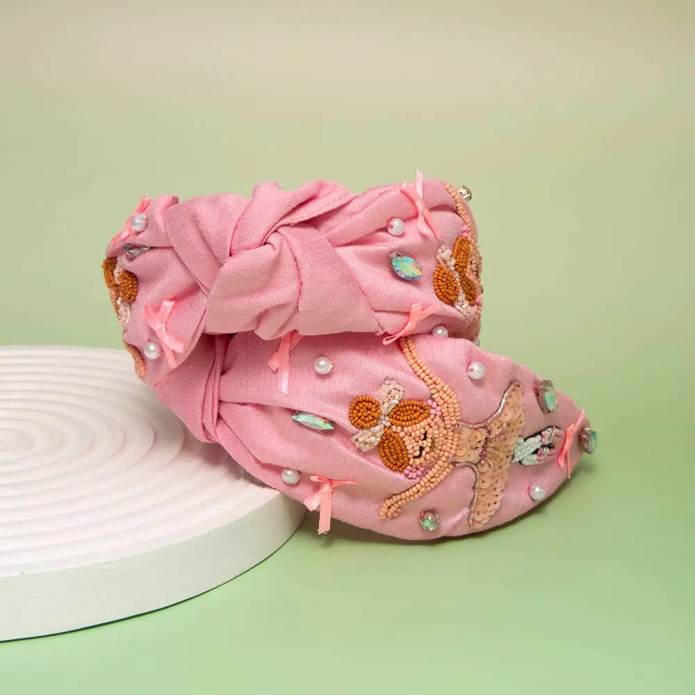 Christmas Ballerina Crystal Pearl Seed Beaded Headband SP Sophia Collection