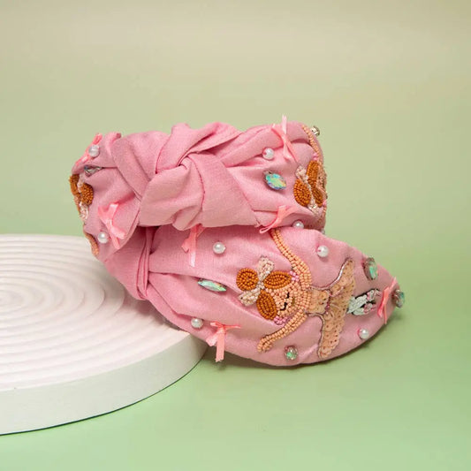 Christmas Ballerina Crystal Pearl Seed Beaded Headband SP Sophia Collection