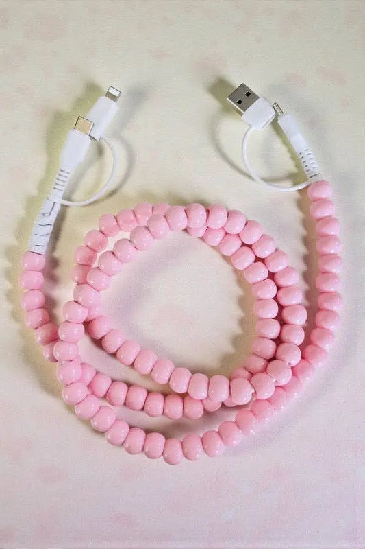 Updated Light Pink Beaded Cord Charger Nash Grey
