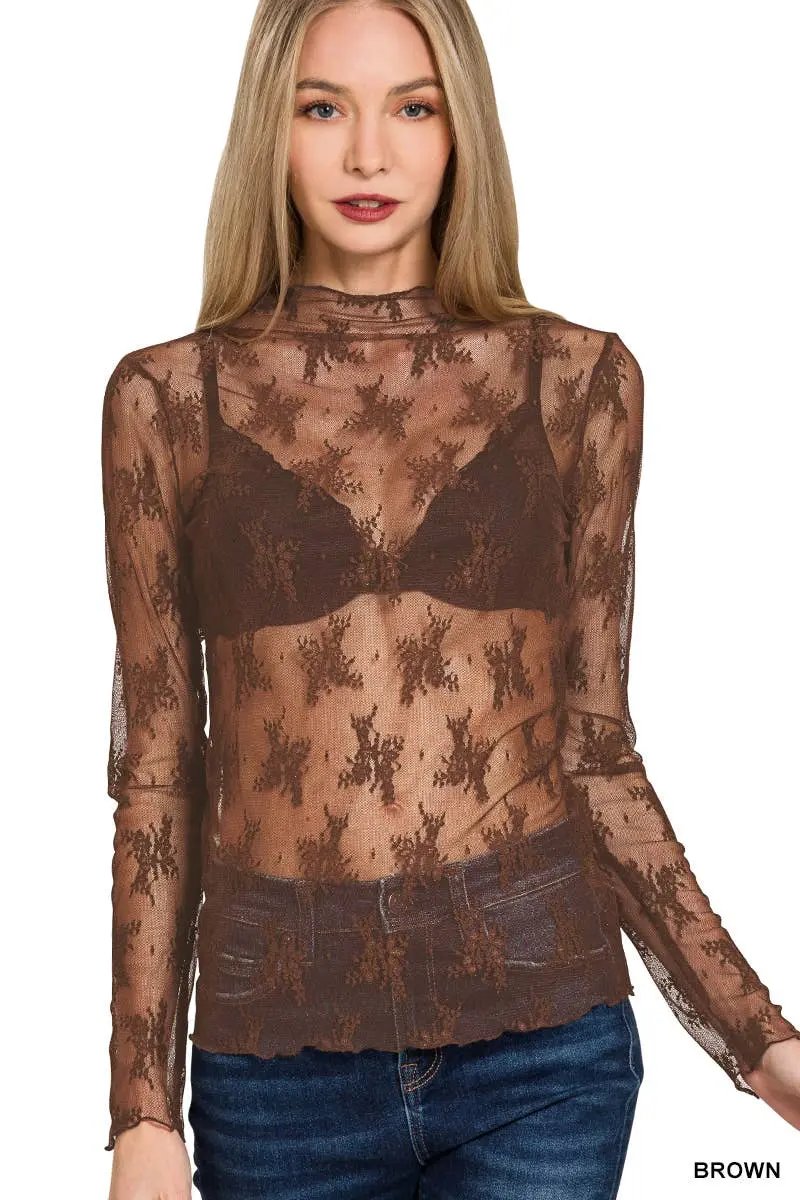 Lace See Through Layering Top As shown 42POPS
