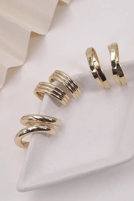 Multi Classic Hoop Trio Earrings Branded By Barta