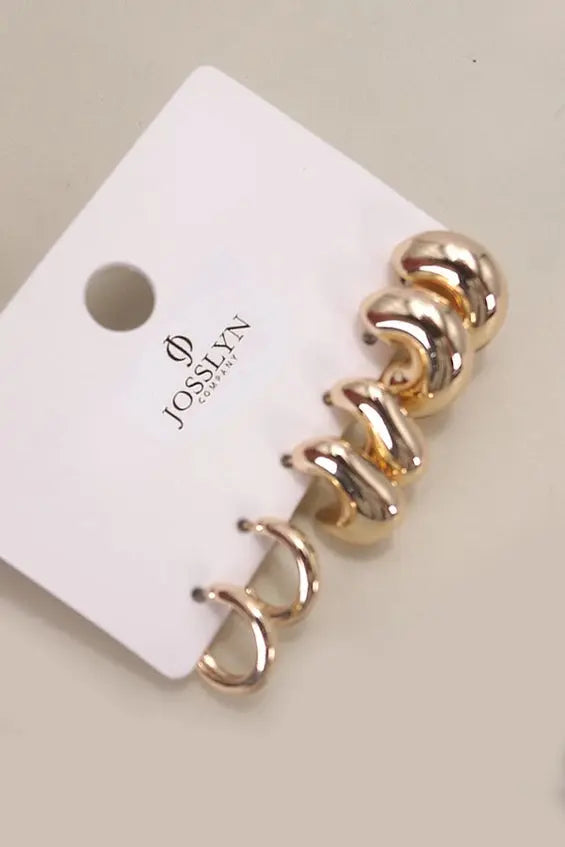 Bubble Hoop Huggie Trio Earrings Branded By Barta