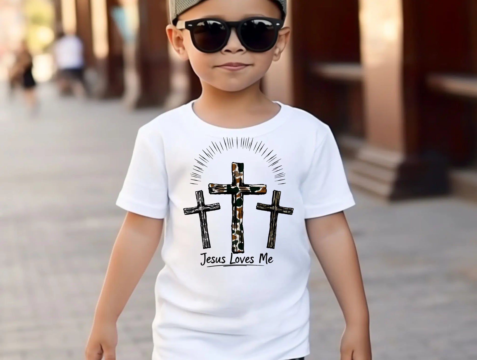 Camo cross jesus loves me - Branded By Barta