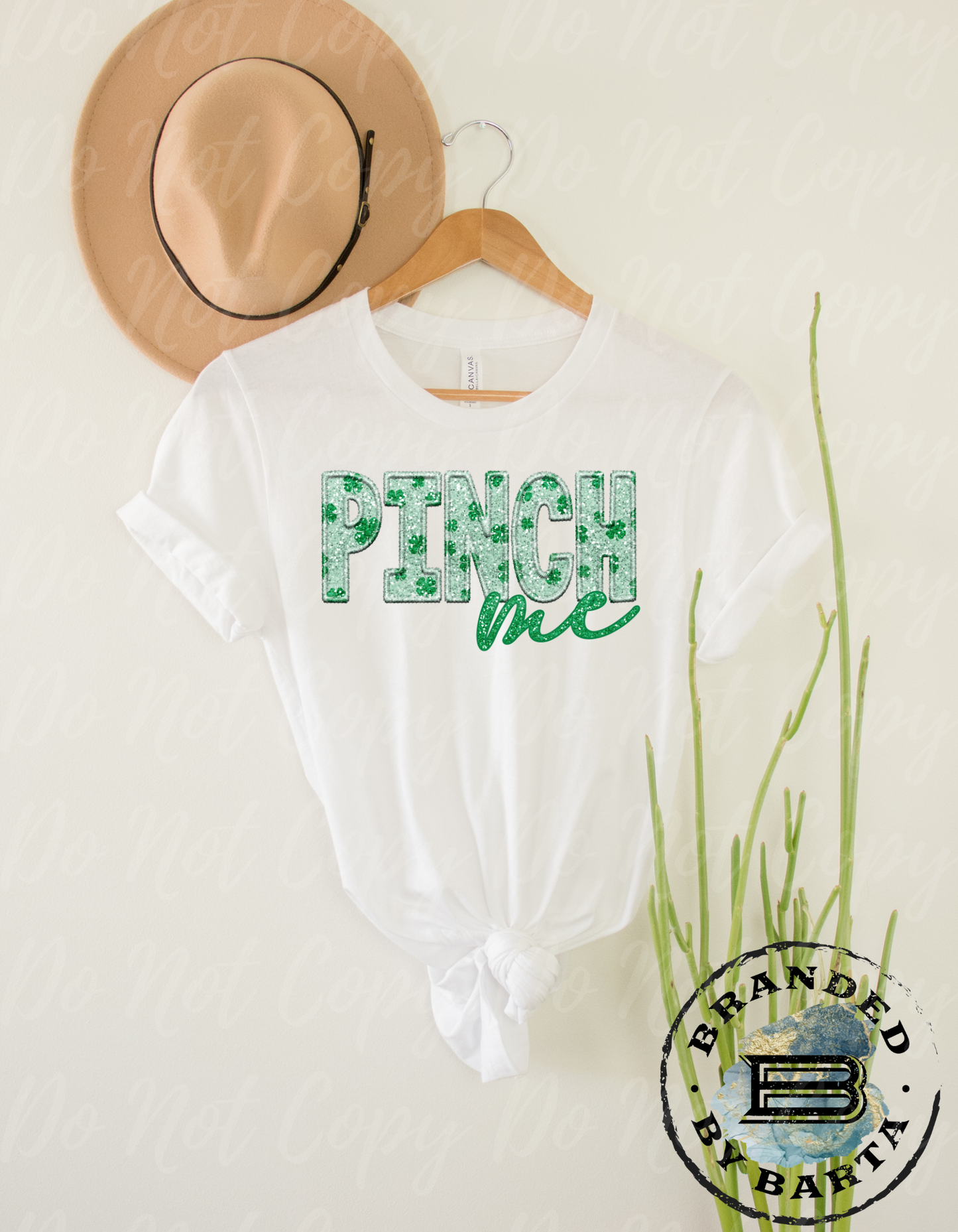 Pinch Me Faux Embroidery & Glitter Clovers