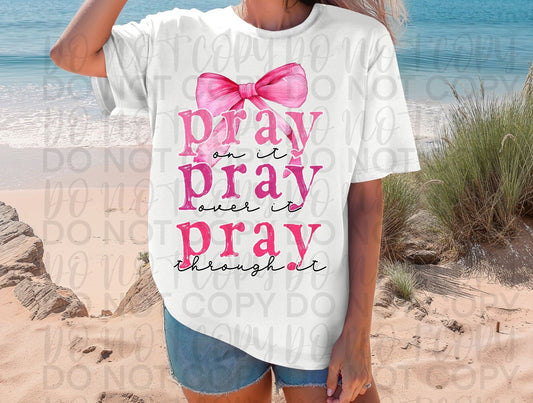 Pink pray pray on it with bow