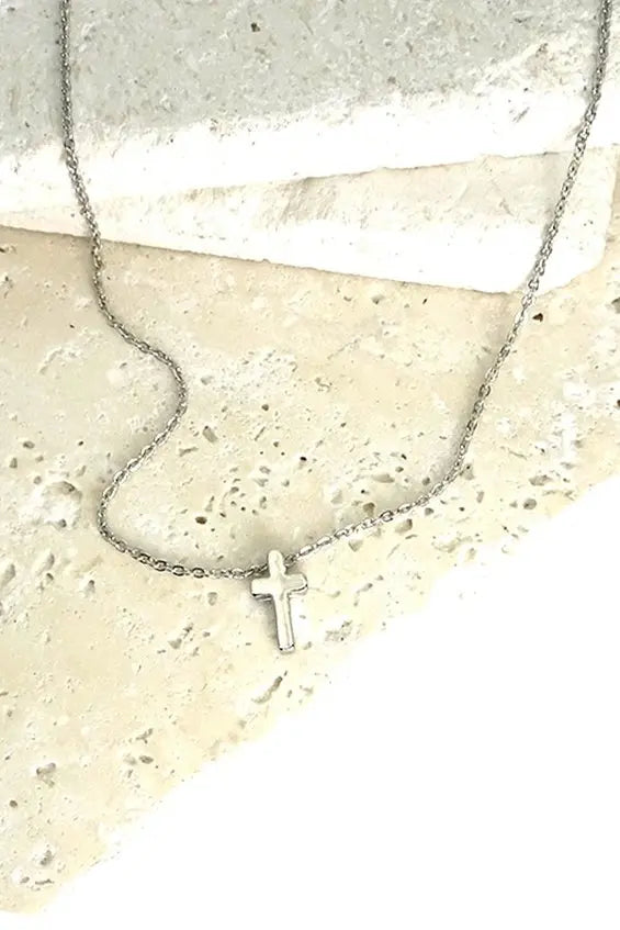 Classic Mini Cross Necklace (silver) Branded By Barta