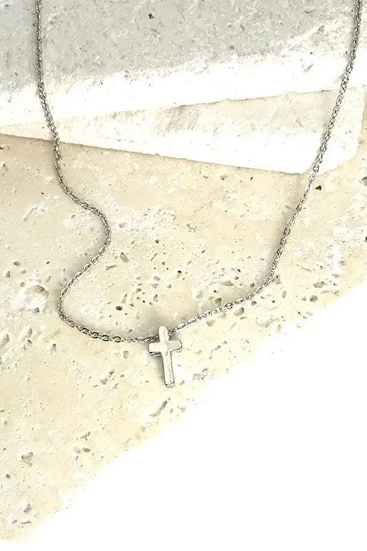 Classic Mini Cross Necklace (silver) Branded By Barta