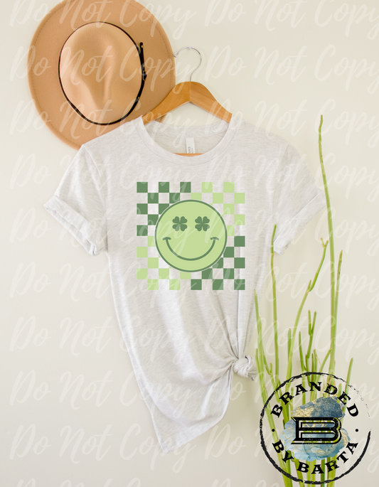 Checkered Smiley Face Green