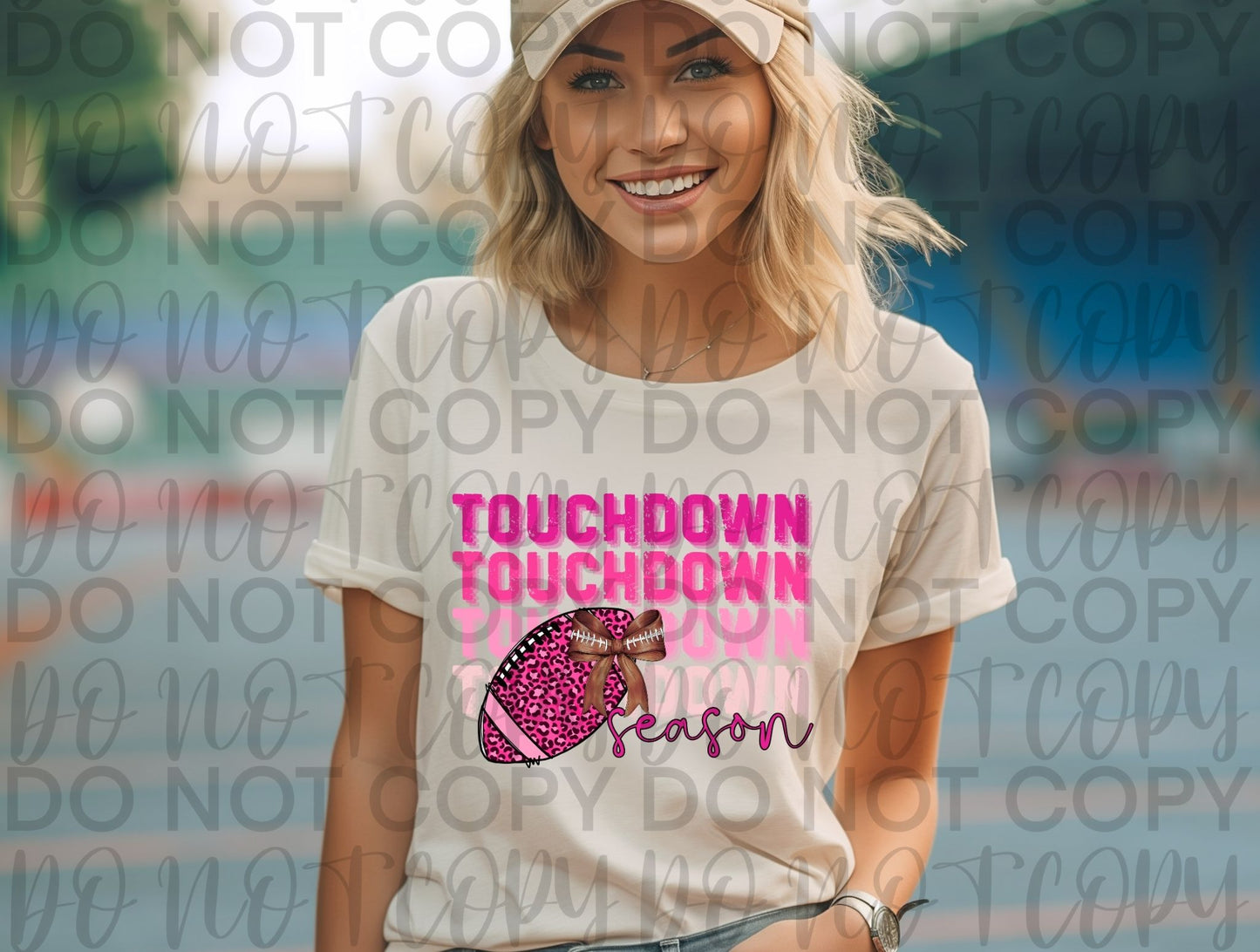 Football touchdown stacked with (pink)