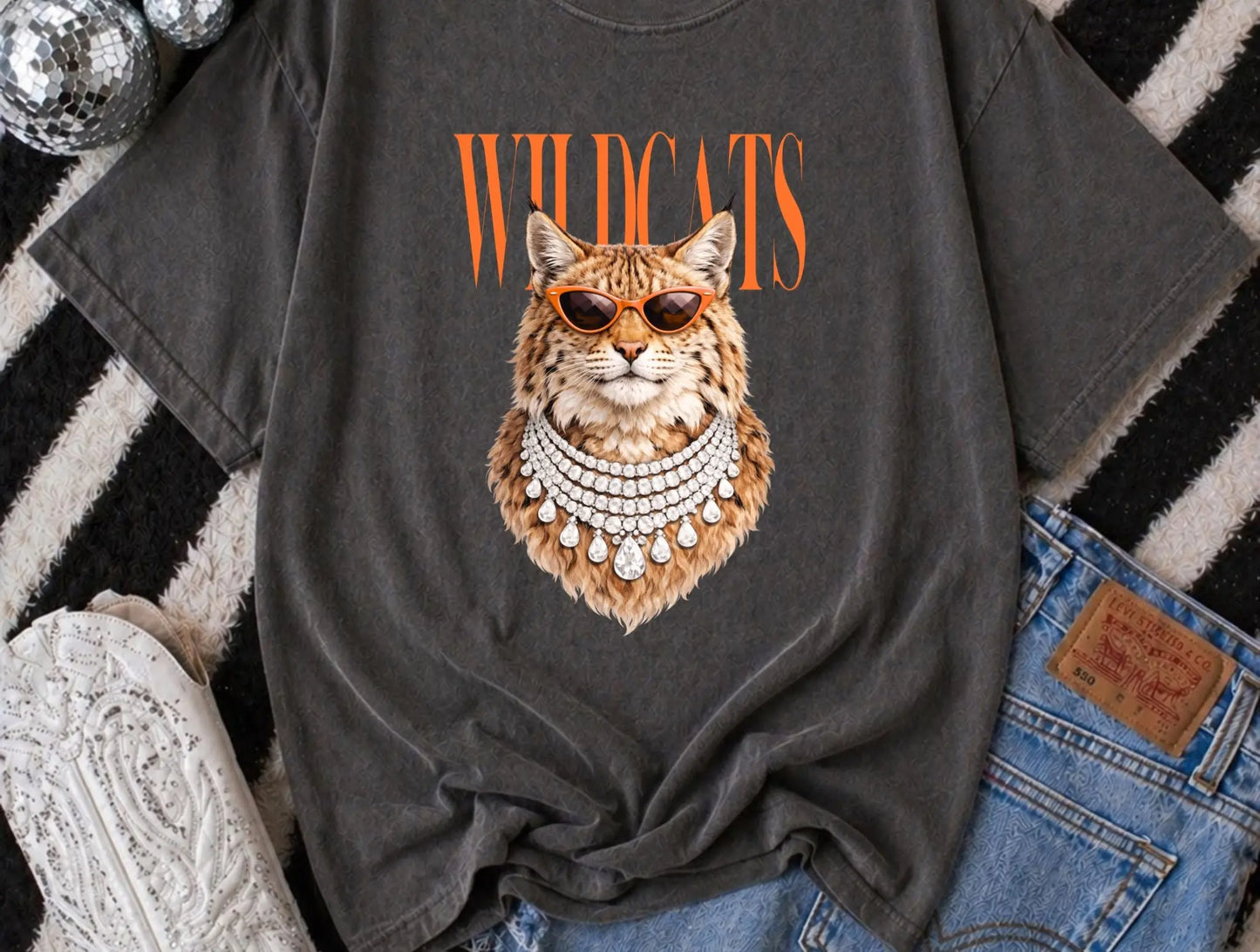 Wildcats Glam Cat Rhinestone Graphic brandedbybarta